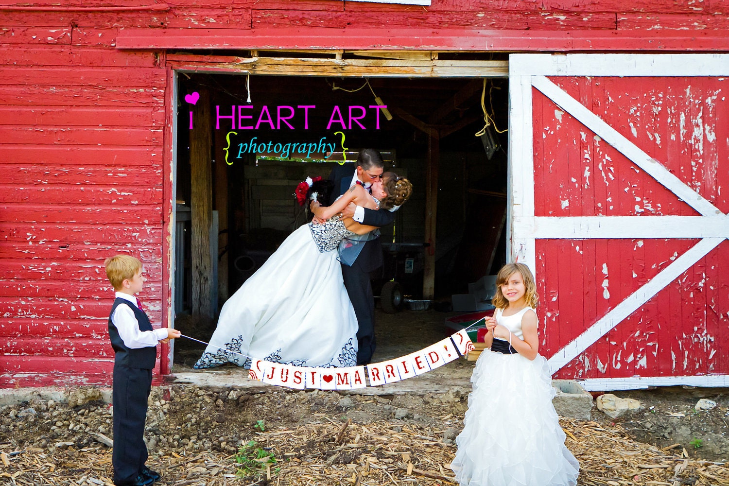 Personalized Just Married Sunshine Paper Garland Party Banner Great for Weddings