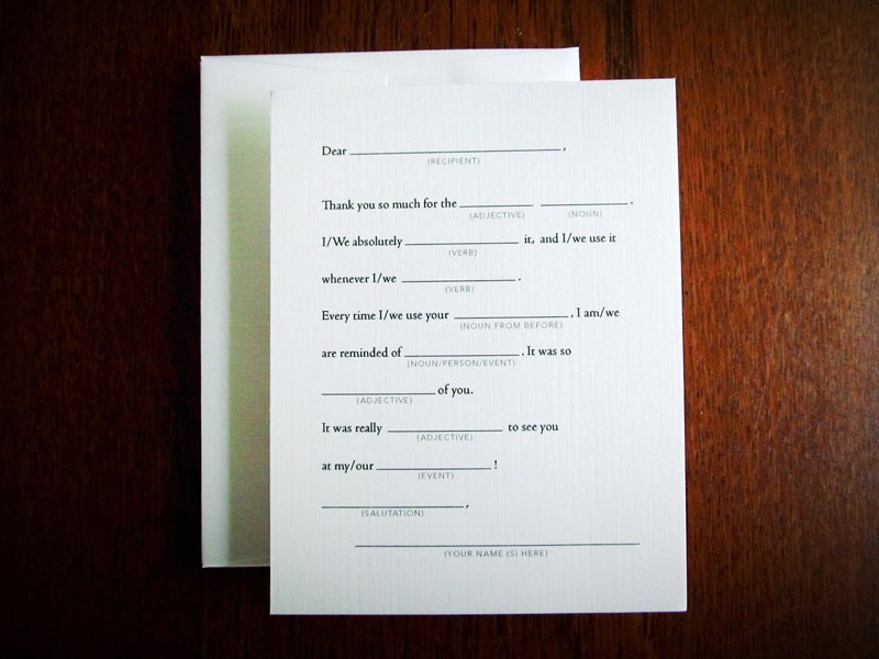 12 Humorous Fill-In Thank You Card BULK 12-pack