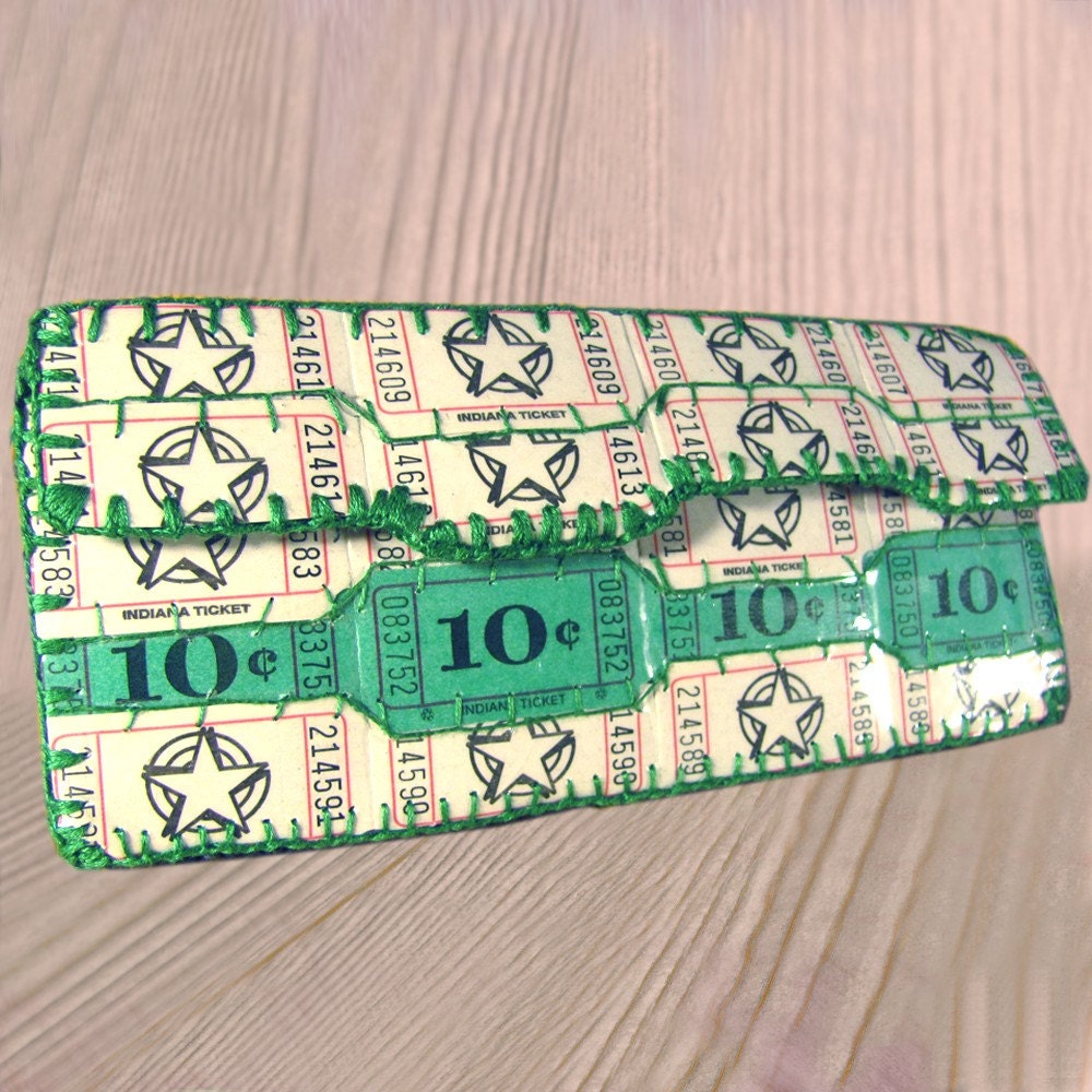 Green and White Raffle Ticket Wallet