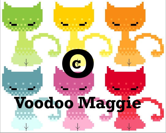 Rainbow kitten cross stitch pattern