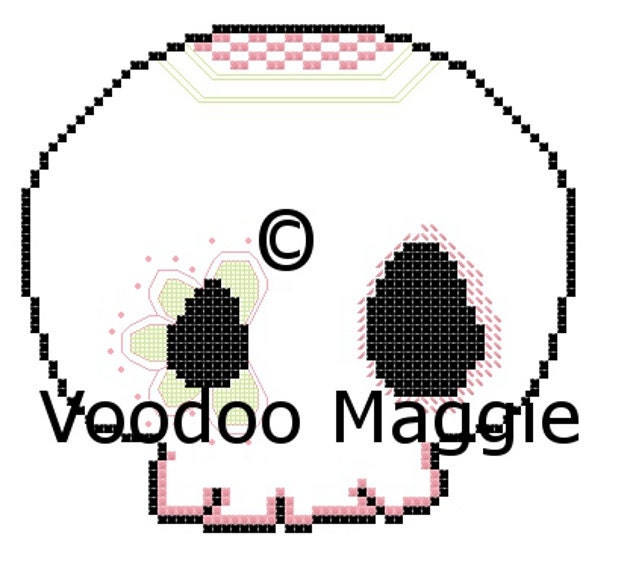Sugar Skull cross stitch pattern - in pink and green