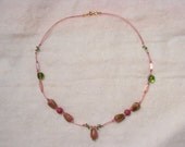 Pink and Green Knotted Necklace