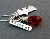 sterling silver bat pendant necklace. Bite Me