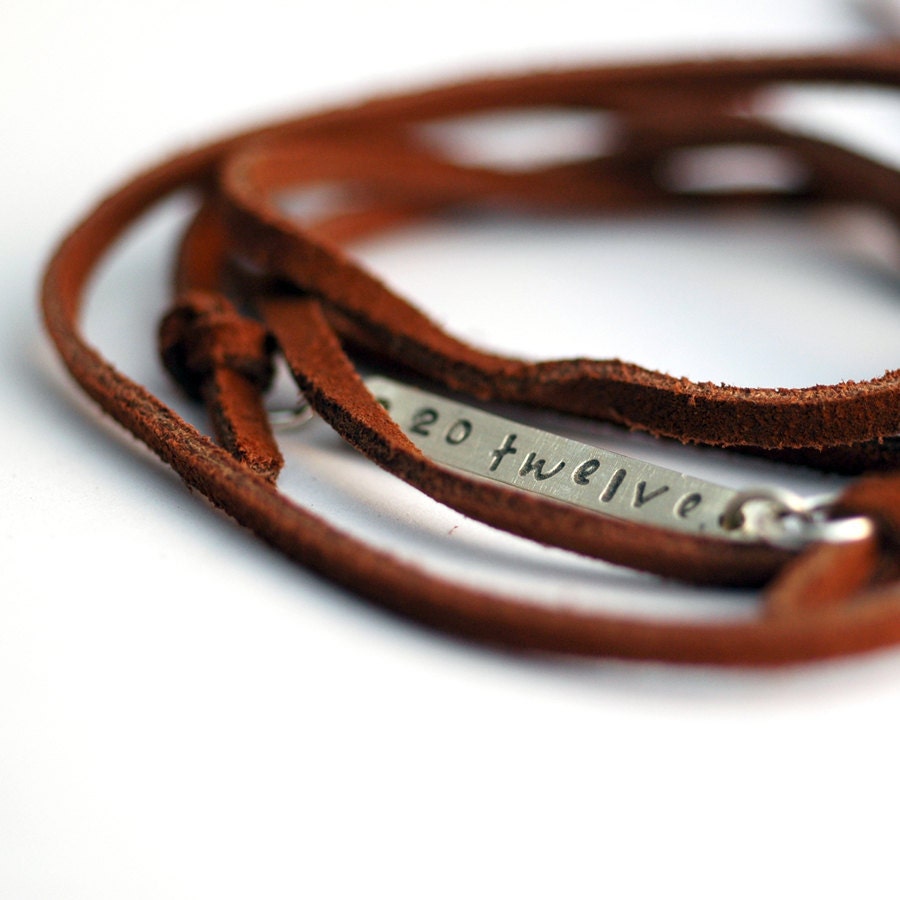 Graduation Gift - for the Graduate - Leather Wrap Bracelet - Recycled Silver Bar - custom personalized - Class of 2013