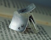 Mens Personalized Cuff Links - Custom  Hand Stamped - Initials Monogram - Dad Fathers Day Graduation Groom - Recycled Sterling Silver