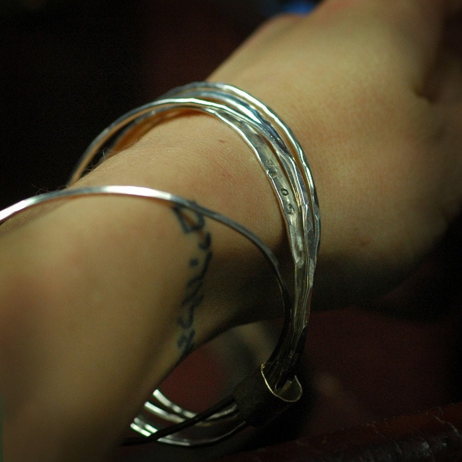 Stacking Bangle Bracelet - Silver wrapped in Gold - Luxe handcrafted artisan jewelry for her - Recycled and Eco Friendly metal