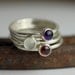 Personalized Mom RIngs - Custom Stacking Gemstone Rings - Birthstone Ring - Recycled Sterling Silver - Set of Five Rings
