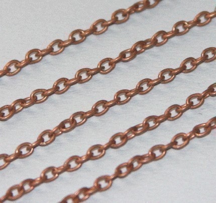 Antiqued copper round cable chain 2.5X4mm - 10 ft