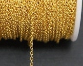 100 ft Gold color plated brass round cable chain 1.5mm