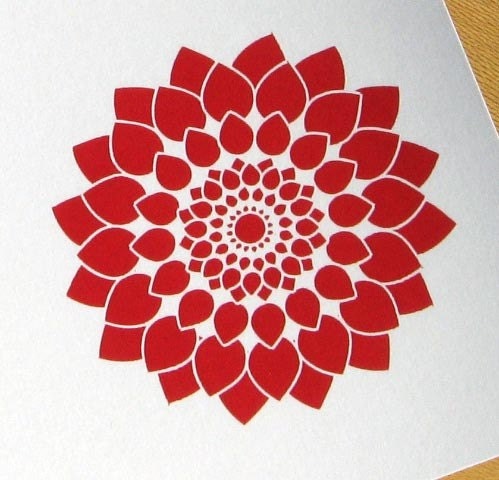 Red Dahlia Individual Blank Card with Matching Envelope
