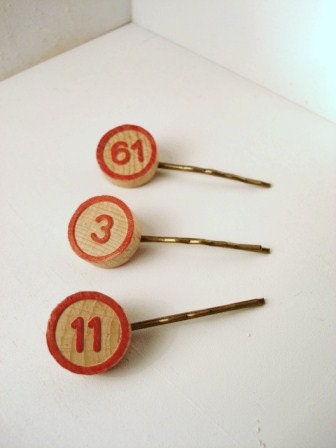2 x Wooden Lotto Hairpin - customize your own // FREE SHIPPING //
