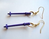 purple ski-sticks earrings