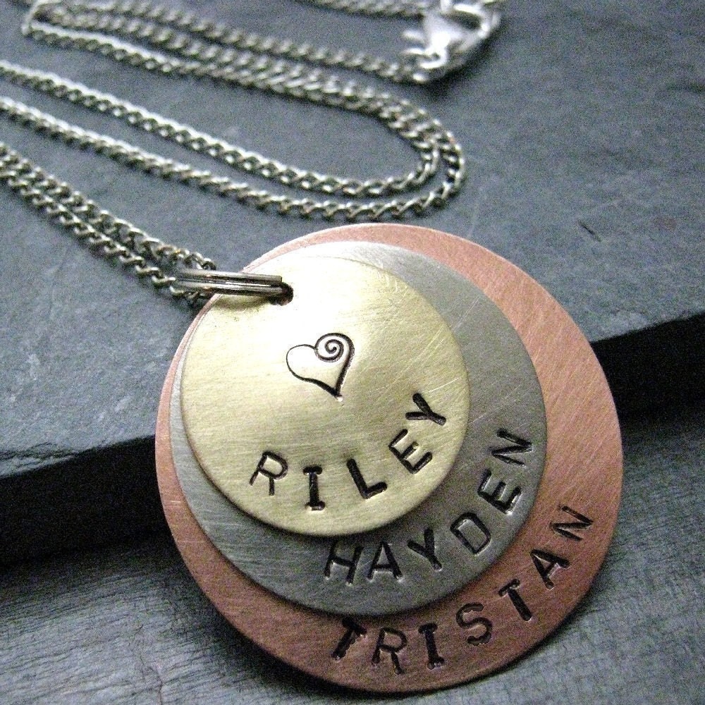 Personalized Hand Stamped Necklace 3 Layers Customized Great for Mom or Dad Customization Available with 7 metal choices