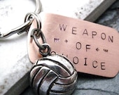VOLLEYBALL Weapon of Choice Stamped Keychain, alt charms available, see picture