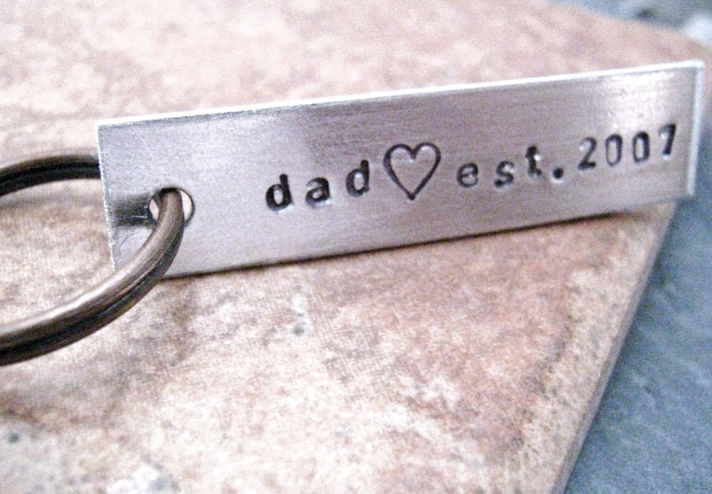 Personalized Aluminum Bar Key Chain, hand stamped, great gift for Mom, Dad, Grandma, 2 sided customization available