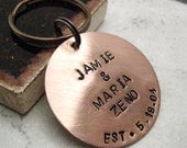 Personalized Copper Key Chain, 1 1/4 inch disc, antique copper split ring, customization avail, please read entire listing