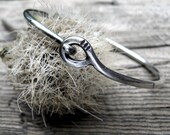 Sterling Silver Bangle Bracelet ... Rustic Textured oxidized Minimalist Bracelet