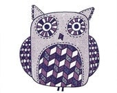 Violet -limited edition gocco screen print -Owl Series 5x5