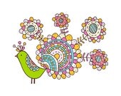 Bocca -Limited Edition hand screen printed art print --Exotic Bird Series 8x10