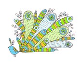 Cameron -Limited Edition hand screen printed art print --Exotic Bird Series 8x10