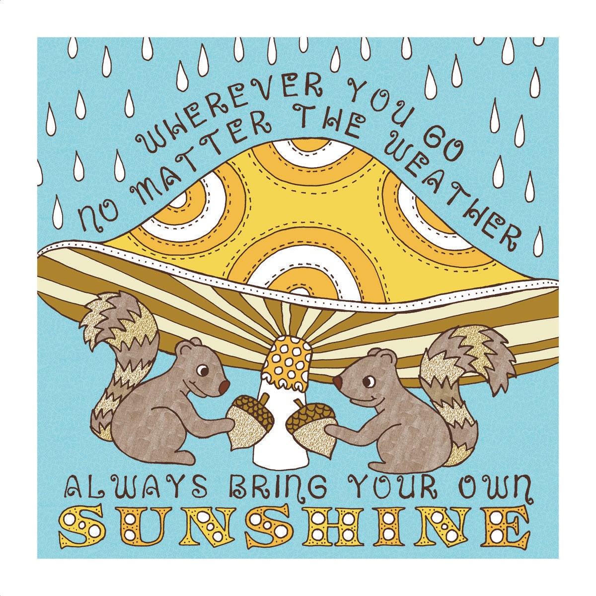 Nutty Squirrels 8x8 digital print of original illustration