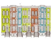 Rowhouses -Limited Edition Screen Print -18x24