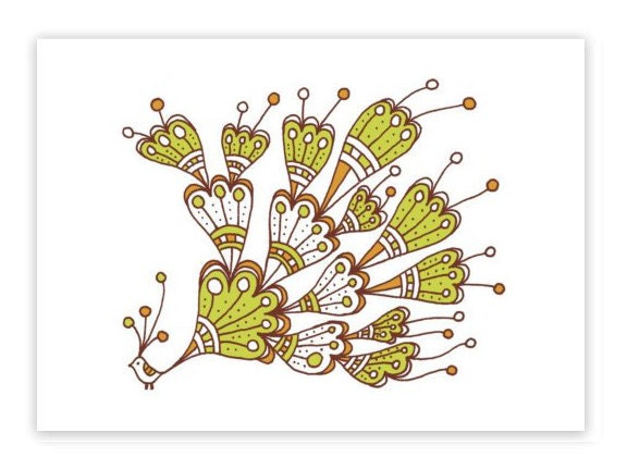 Tynee -limited edition gocco screen print -Exotic Bird Series 5x7