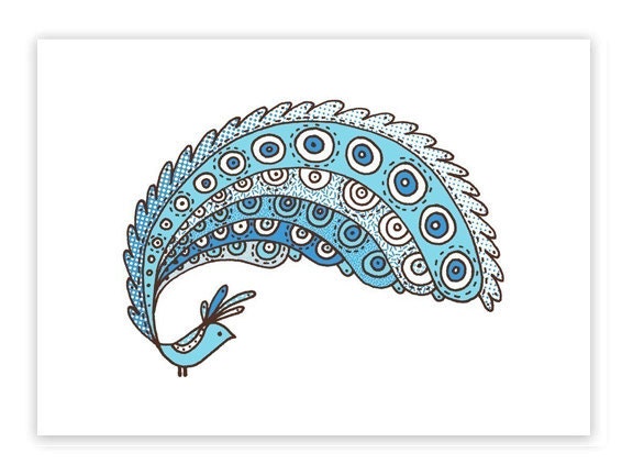 Waverly -limited edition gocco screen print -Exotic Bird Series 5x7