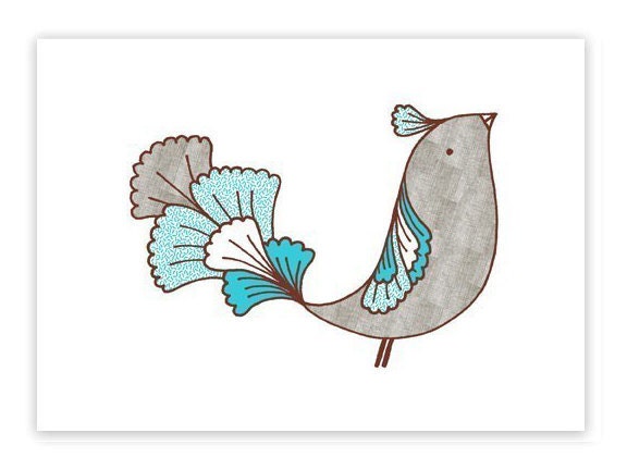 Shelly -limited edition gocco screen print -Exotic Bird Series 5x7