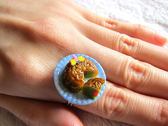 Mini Round Pandan Mooncake Ring Festival Food Dessert Patisserie Yummy