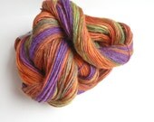 Use code SHIPMEFREE now for Free shipping, Handspun Yarn, 306 yards, orange purple green yarn, pistachio handspun, gifts for knitters
