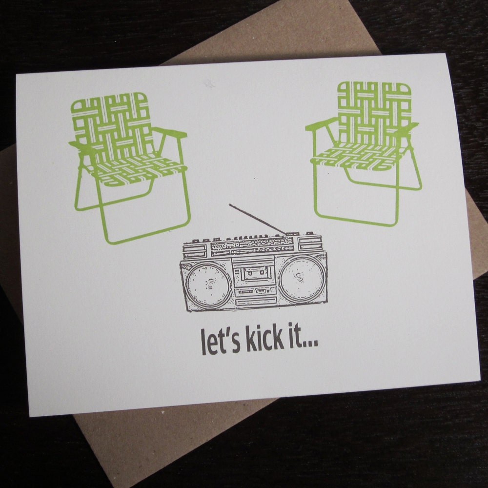 Let's Kick It - Letterpress Printed Art Card