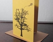 Kite and Tree - Fold-Over Gocco Screen-Printed Card
