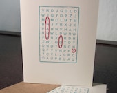 Word Search Thank You 6-Pack - Gocco Screen-Printed Cards