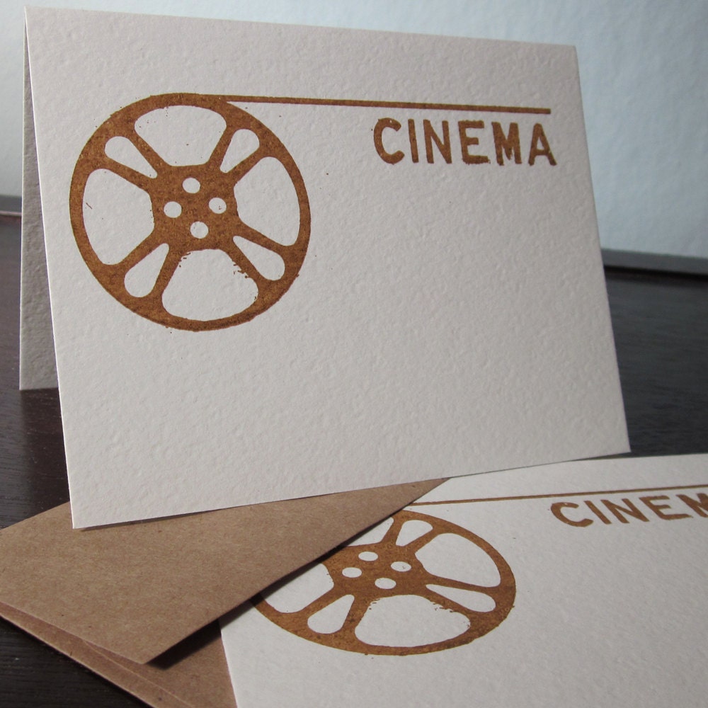 Cinema Film Reel - 12-Pack Gocco Screen-Printed Cards