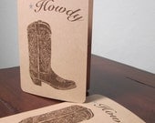 Howdy Cowboy Boot - 12-Pack Gocco Screen-Printed Art Cards