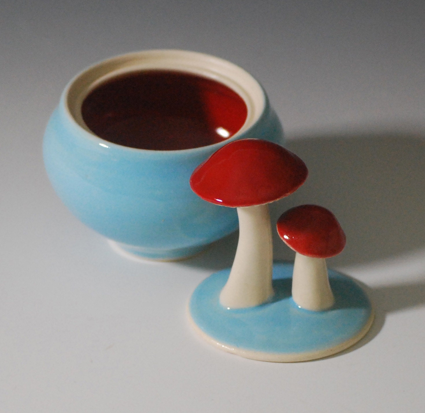 mushroom jar, blue