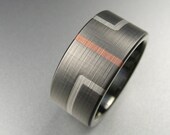 Wedding Band Art Deco Titanium Rose Gold Silver