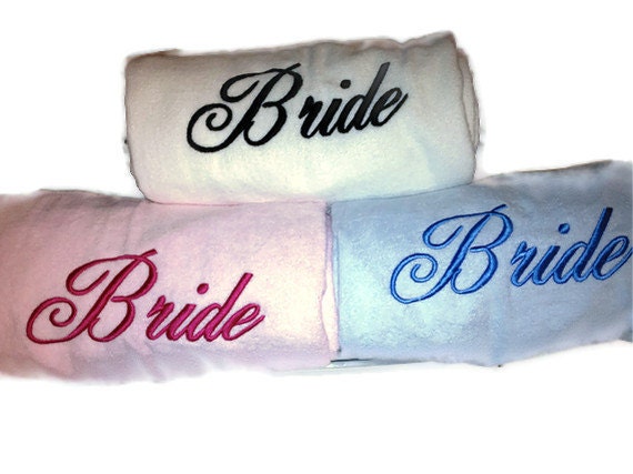 BRIDE'S BEACH TOWEL Spa Day Embroidery 100% cotton terry velour Bridal Gift