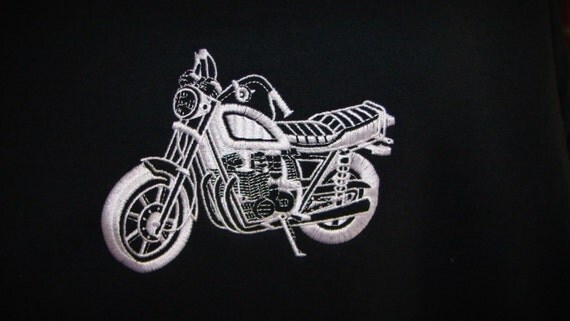 BIG MOTORCYCLE Embroidered on Hooded Sweatshirt - Outline of a Motorcycle - Motor Bike - Love to Ride