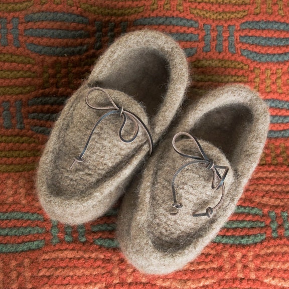 Unisex Hand Knit, Felted Wool Moccasins