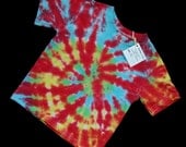 Toddler 3T groovy turquoise, yellow, green and cherry red tie dye t shirt kid boy girl