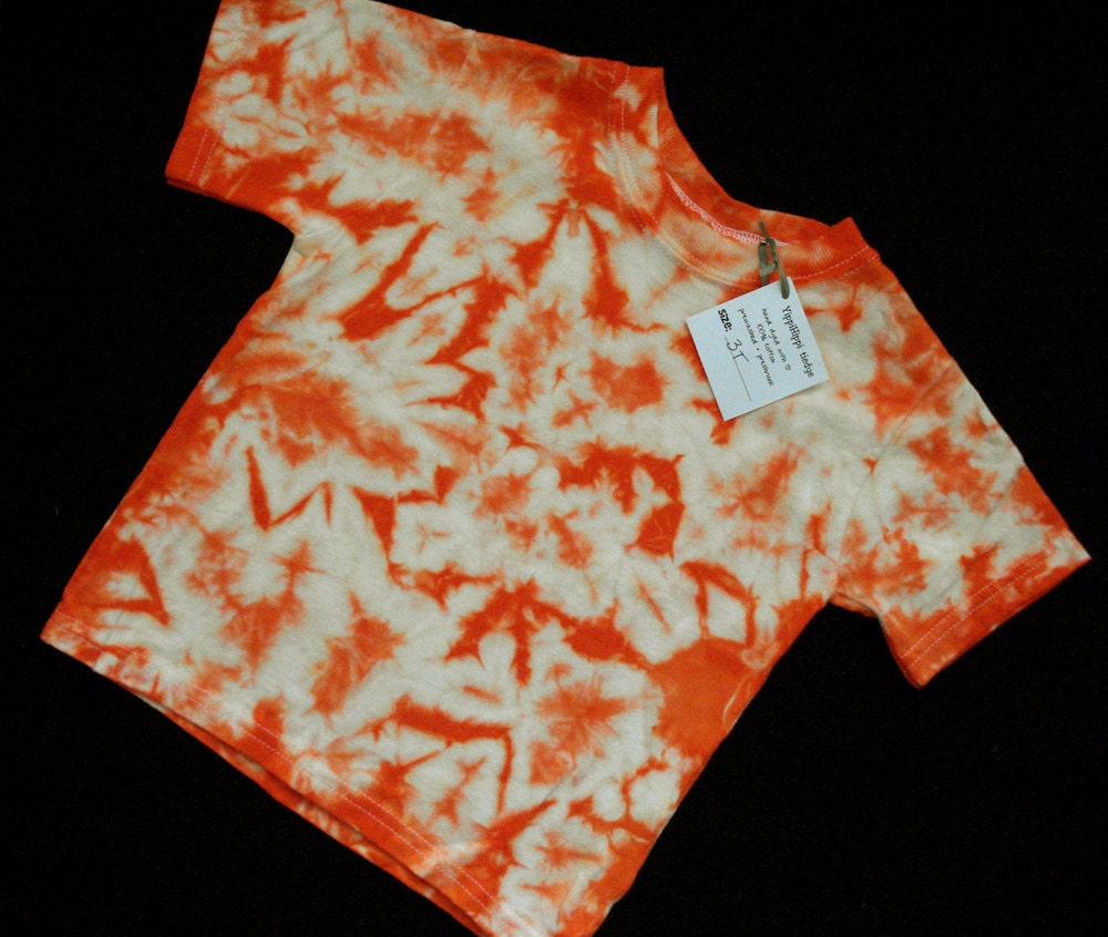 Toddler 3T groovy orange crinkle tie dye t shirt kid boy girl