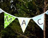 Custom Personalized Banner.  5 Foot Long Garland Bunting, Featuring Cotton Fabrics in Your Favorite Color Scheme.  Includes 3 Letters...
