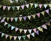 Custom Wedding Bunting, 80' Fabric Flag Banner Decorations in Your Chosen Colors.  TWO X 40 Foot Bunting