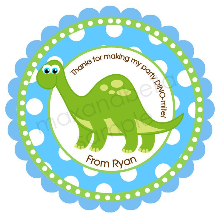 Personalized Dinosaur Stickers, Prehistoric, Address Labels, Gift Tags - Set of 12