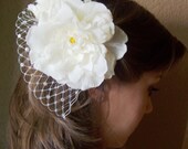 Ivory Flower Birdcage Bridal Comb