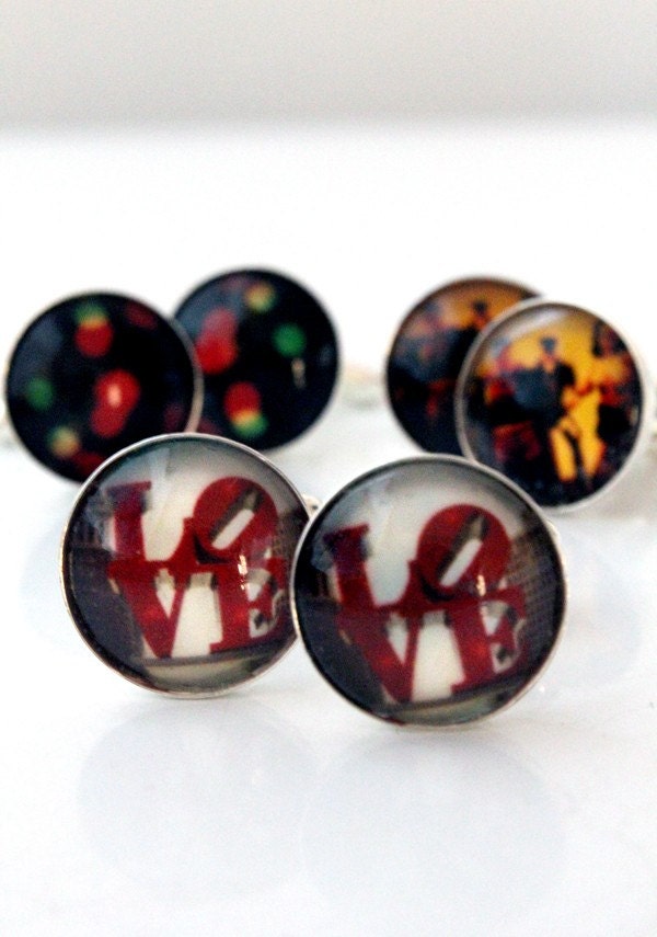Groomsmen Gifts - Wedding Silver Photo Cufflinks - Set of 3 - Unique Gift for Best Man, Father of the Bride, Husband, etc.