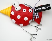 Bird Named Bowen ... Red with white polka dots ...BuTT UgLee