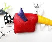 Bird Named RadaR ... PreHistoric Dino ...WhimsicaL WaLL ArT ... ReD stripes